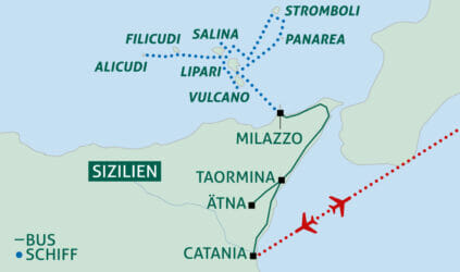 Karte Liparische Inseln & Sizilien